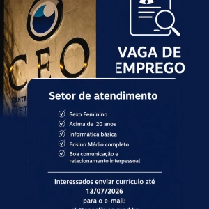 Estamos contratando 🖥️📞  👉🏻Vaga para setor de atendimento 👉🏻Sexo Feminino  Se você se encaixa no perfil da vaga, envie seu currículo no e-mail: rh@ceoclinica.med.br  Pará de Minas, MG  Faça parte da equipe CEO!